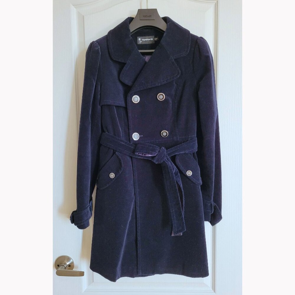 Navy Velvet Trench Coat / Jacket
